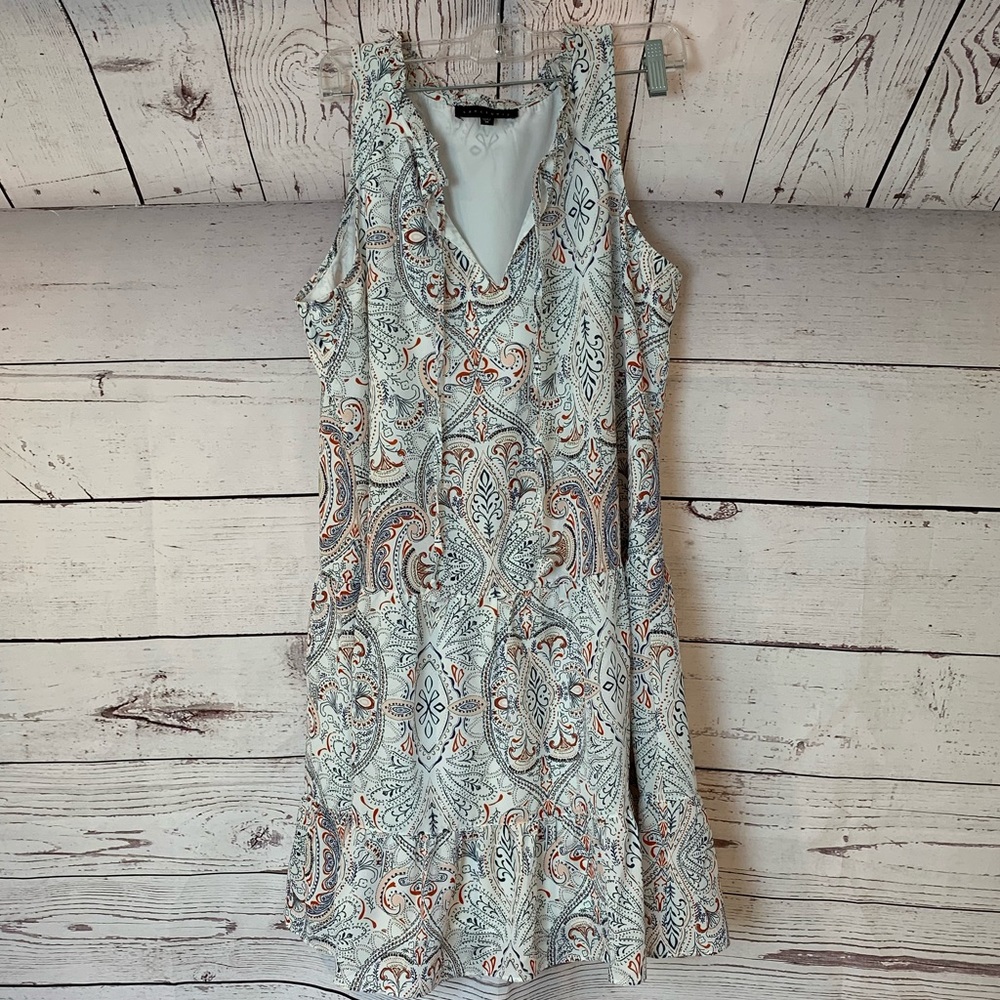 Soft Sleeveless Paisley Dress Blue Orange Dress